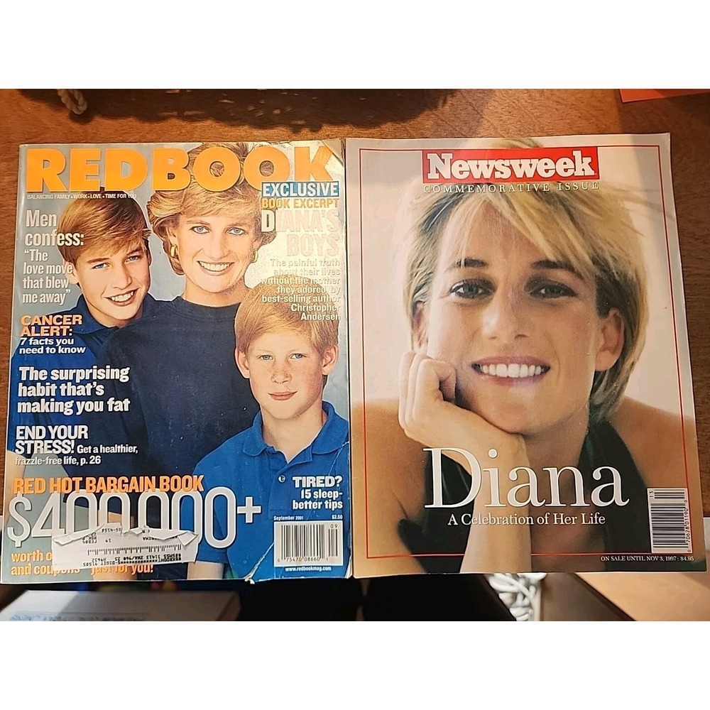 Vtg Bundle Redbook 9/2001 + Newsweek 11/1997 Featuring Princess Diana‎